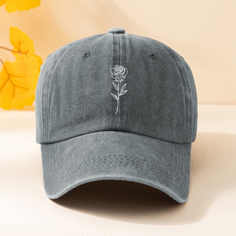 Men's And Women's Casual Simple Rose Washed Baseball Cap